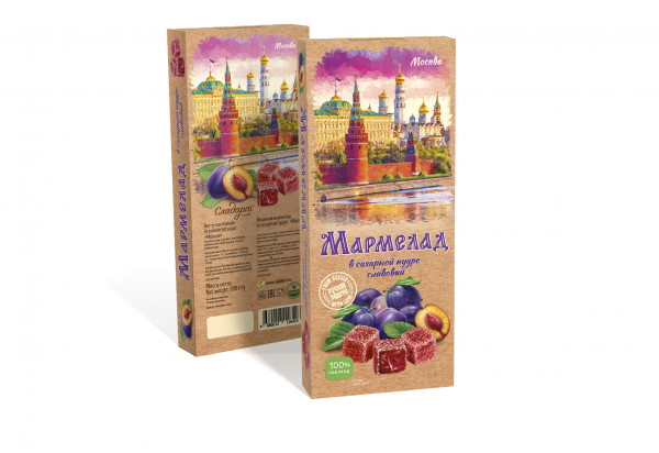 №2 Сладарт Мармелад Сливовый МОСКВА в сахарной пудре (642), 200г   в Дзержинском
