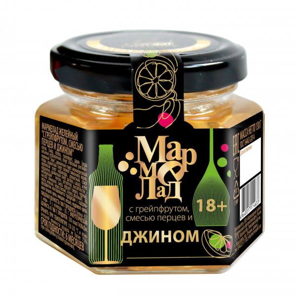№2 Мармелад в банке "С грейпфрутом, смесью перцев и джином" 130г (18+)  в Дзержинском